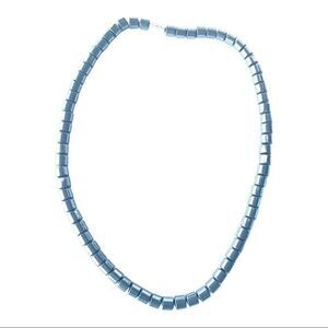 Vintage hematite barrel bead necklace 16”